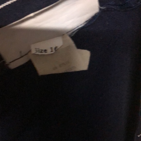 #1655 Navy blue pinstriped full A skirt David Dean sz 12 - Picture 5 of 5